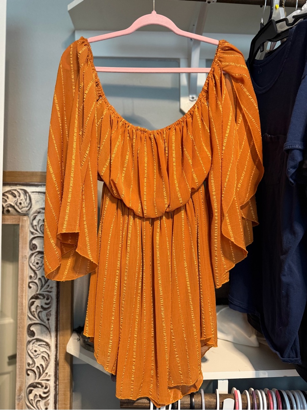 Women's Orange Off-Shoulder dress